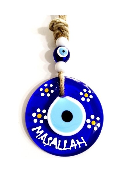 Maşallah Yazılı Papatya Desenli Nazar Boncuklu El Boyaması Duvar Süsü modelleri