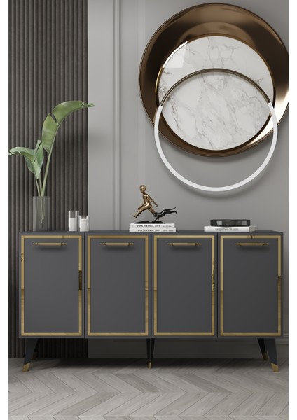 8225-128CT KB150 Konsol,tv Ünitesi Antrasit-Altın