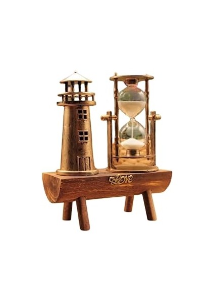 Eyfel Kulesi ve Kum Saati Dekoru – Ahşap Tabanlı Masaüstü Aksesuar, Paris Temalı Ev ve Ofis S