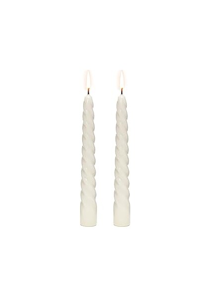 Wedding 2'li Beyaz Burgulu Şamdan Mum Seti