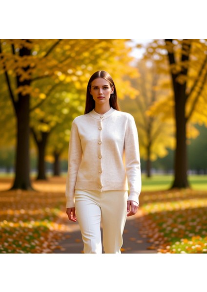 Kadın Yumuşak Dokulu Kalp Düğmeli Triko Hırka Ceket Görünümüyle Şıklık ve Konforu Birleştiriyor