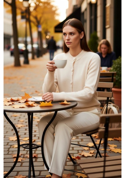 Kadın Yumuşak Dokulu Kalp Düğmeli Triko Hırka Ceket Görünümüyle Şıklık ve Konforu Birleştiriyor fiyatları