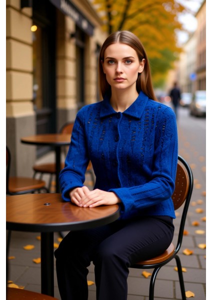 Kadın Ajurlu Delikli Buklet Iplikli Triko Hırka Günlük Şıklık ve Sunan Uzun Kollu Üst Giyim fiyatları