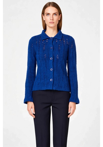 Kadın Ajurlu Delikli Buklet Iplikli Triko Hırka Günlük Şıklık ve Sunan Uzun Kollu Üst Giyim fırsatları