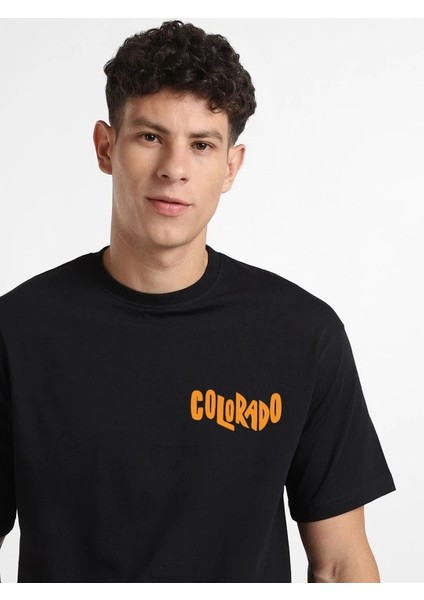 Erkek Baskılı Oversize T-Shirt - Siyah modelleri