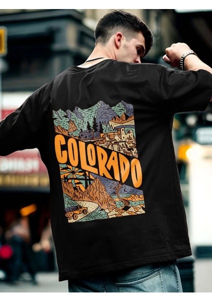 Erkek Baskılı Oversize T-Shirt - Siyah fırsatları