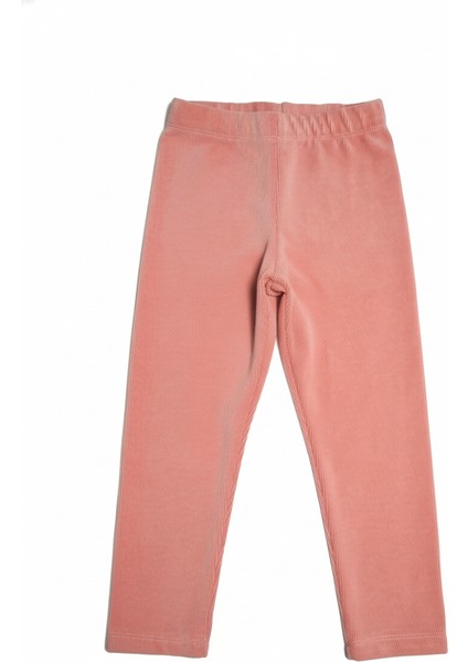 Kız Çocuk Fitilli Kadife Tayt - Somon Rahat Kışlık Esnek Leggings modelleri