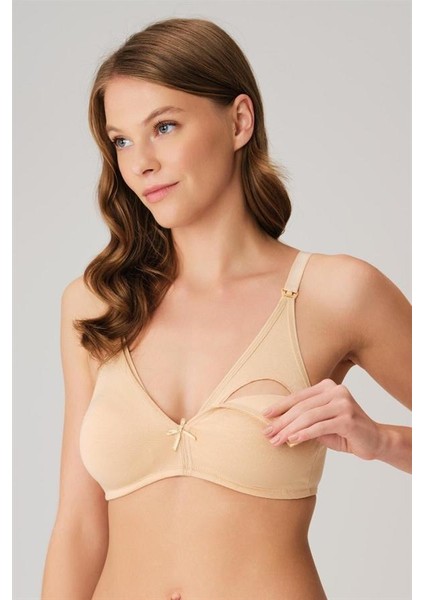Pamuklu Balensiz Lohusa Önden Açılan Ten Emzirme Sütyeni