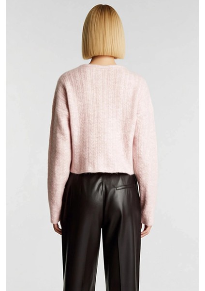 Kadın Bağlama Detaylı Saç Örgü Crop Triko Hırka Yumuşak Dokusuyla Günlük Şıklık Için Ideal Bir Seçim indirimleri