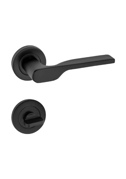 Sedir Kol Yuvarlak Rozetli Siyah Wc Kapı Kolu