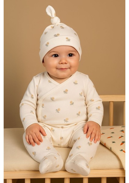 Çiçek Desenli Kruvaze 3lü Bebek Takımı fiyatları