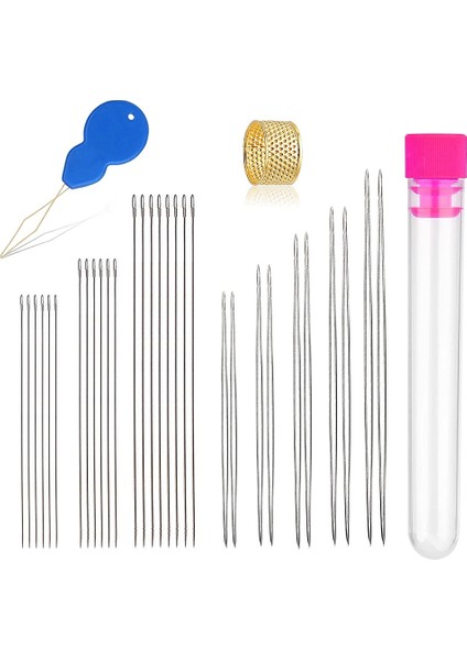 30 Pcs Boncuk Iğneleri Set 5 Boyut 10 Pcs Büyük Göz Iğneleri ve 20 Pc Uzunluğunda Düz Iğneler Kolay Iplik Için Şişe ile (Yurt Dışından)