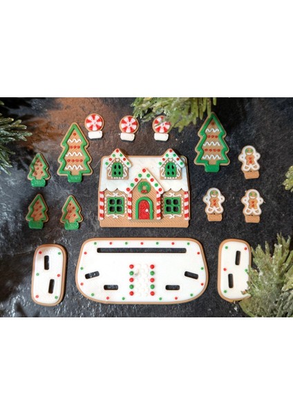 3D Baskı Yılbaşı Temalı Kurabiye Evi Dekor Standı