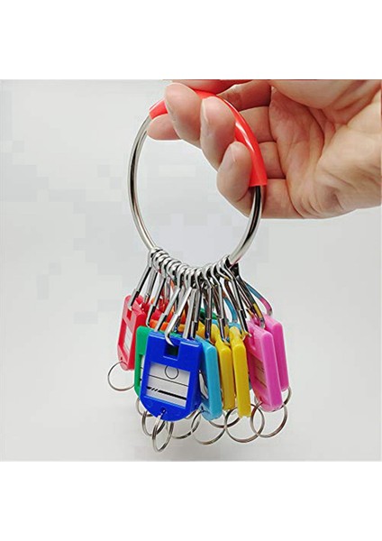 2x Taşınabilir Metal Yüzük Anahtar Organizatörü Yüzük ve Etiket Penceresi ile 16 Yaylı Kanca ve Anahtar Etiketler (Yurt Dışından) fiyatları
