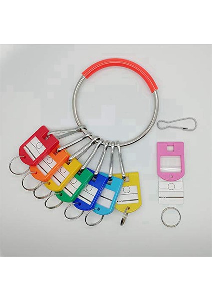 2x Taşınabilir Metal Yüzük Anahtar Organizatörü Yüzük ve Etiket Penceresi ile 16 Yaylı Kanca ve Anahtar Etiketler (Yurt Dışından) indirimleri
