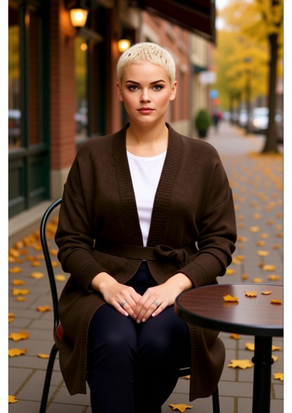 Kadın Giyiminde ve Konforu Birleştiren V Yaka Uzun Triko Hırka Düşük Kol Detayı Rahat Kalıp fiyatları