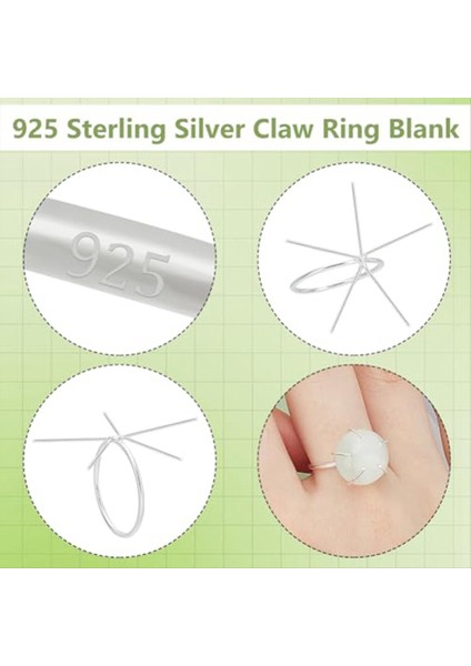 925 Sterlıng Gümüş 5 Prongs Yüzük Ayarları Gümüş-Boş Boş Parmak Halkası Ayarlanabilir Pençeler Yüzük Boş 15MM (Yurt Dışından) indirimleri