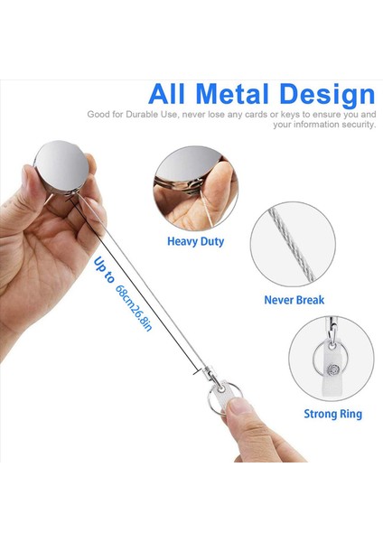 8pcs Geri Çekilebilir Çekilebilir Anahtar Halka Kimliği Rozeti Korucu Ad Etiket Kart Tutucu Geri Yalnız Makara Kemer Klibi (Yurt Dışından) modelleri