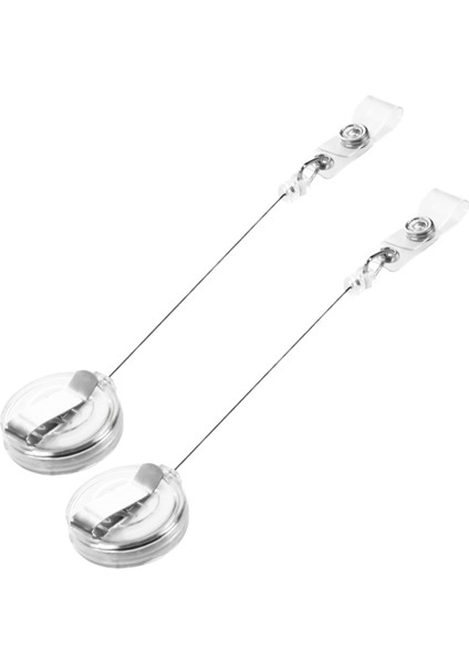 2x Geri Çekilebilir Kayma Geçidi Kimlik Kartı Rozeti Tutucu Klip Beyaz ile Ana Zincir Makaraları (Yurt Dışından)