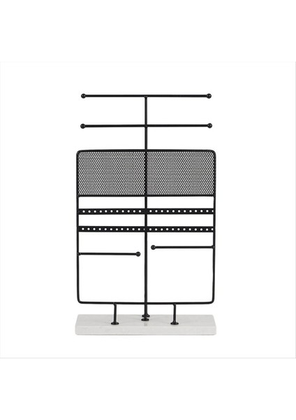 7 Katmanlı Büyük Mücevher Ekran Rafı Mermer Taban Bilezik Kolye Takı Raf Yüzüğü Küpe Depolama Rafı Siyah (Yurt Dışından)