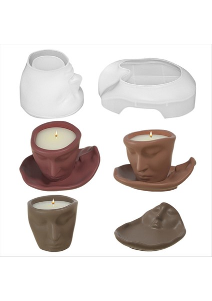 3D Art Yüz Alçı Kalıp Diy Depolama Plakası Silikon Kalıp Ev Dekorasyonu Beton Reçine Silikon Silikon Mum Bardak Kalıp B-B (Yurt Dışından) modelleri