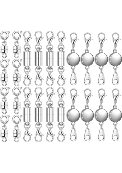 24PCS Manyetik Kolye Kıdamları ve Kapanışları Takı Manyetik Toka Konnektörü Toka Bilezik Genişletici Mücevher Yapımı (Yurt Dışından)