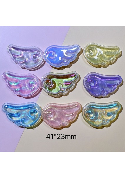 80PCS Sevimli Renkli Parlayan Inci Melek Kanat Koleksiyonu Düz Arka Süs Takılar Yay Aksesuarları (Yurt Dışından) fırsatları