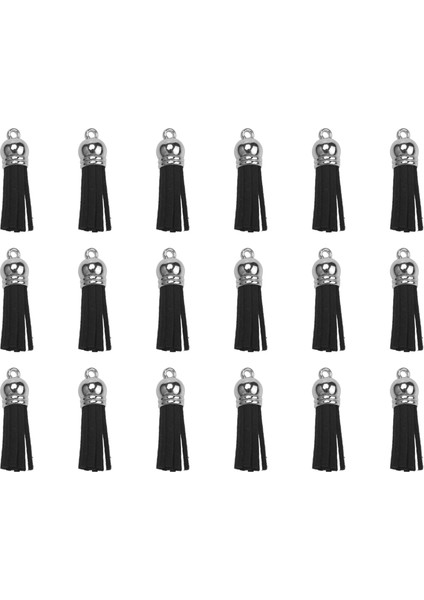 100PCS Anahtarlık Püskülleri Süet Püskül Kolyeler Dıy El Sanatları Için Anahtarlık Dekorasyonu (Siyah) (Yurt Dışından)