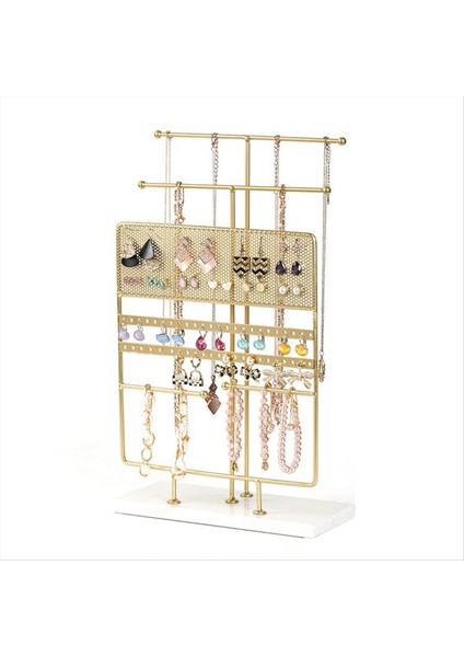 7 Katmanlı Büyük Mücevher Ekran Raf Mermer Taban Bilezik Kolye Takı Raf Yüzüğü Küpe Depolama Rafı Altın (Yurt Dışından)