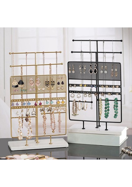 7 Katmanlı Büyük Mücevher Ekran Raf Mermer Taban Bilezik Kolye Takı Raf Yüzüğü Küpe Depolama Rafı Altın (Yurt Dışından) fiyatları