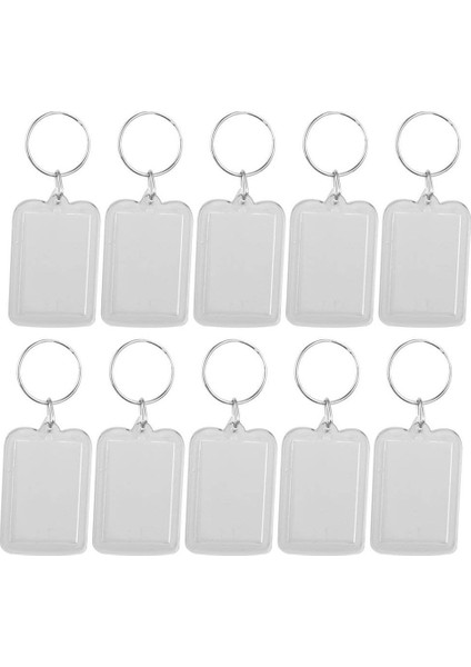 10 Adet Çok Fazla Keyring Dıy Çıkarılabilir Beyaz Dikdörtgen Fotoğraf Çerçevesi Anahtarlama 3 3X5CM (Yurt Dışından)