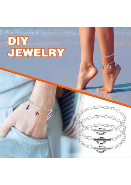 Mücevher Yapımı Için 12 Adet Zincir Bilezikler Kadınlar Için Zincir Ot Geçiş Tokası Olan Bağlantı Zinciri Bilezikleri Gümüş (Yurt Dışından) indirimleri