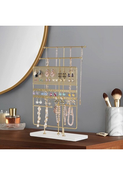 7 Katmanlı Büyük Mücevher Ekran Raf Mermer Taban Bilezik Kolye Takı Raf Yüzüğü Küpe Depolama Rafı Altın (Yurt Dışından) modelleri