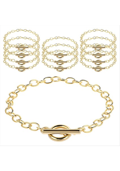 Mücevher Yapımı Için 12 Adet Zincir Bilezikler Kadınlar Için Zincir Ot Geçiş Tokası Olan Bağlantı Zinciri Bilezikleri Altın (Yurt Dışından)