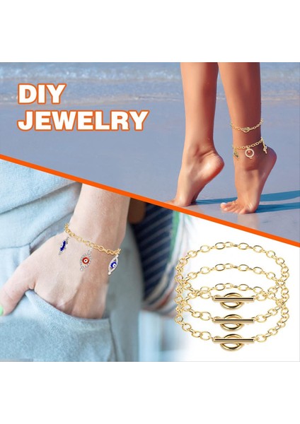 Mücevher Yapımı Için 12 Adet Zincir Bilezikler Kadınlar Için Zincir Ot Geçiş Tokası Olan Bağlantı Zinciri Bilezikleri Altın (Yurt Dışından) indirimleri