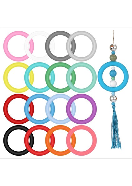 16PCS Silikon Boncuklu O Halkalar 65MM Silikon Boncuklar Yüzük Yuvarlak Silikon Döngü Mücevher Yapımı Dıy El Sanatları Kolyeleri (Yurt Dışından)