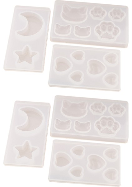 6x Kedi Ayı Pençe Kalp Ay Yıldız Silikon Kalıp Reçine Silikon Kalıp El Yapımı Diy Takı Yapımı Epoksi Reçine Kalıpları (Yurt Dışından)