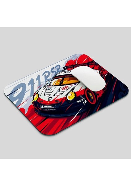 30X25 cm Küçük Boy Yarış Araba Tasarımlı Mouse Pad – Ultra Kaymaz Kauçuk Taban, Su Geçirmez Kumaş Yüzey, Dikişli Kenar, Oyun ve Ofis Kullanımı Için Geniş Masa Matı