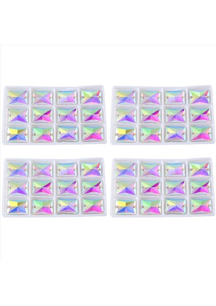 Kare Taş Taş Kristal Berrak Ab Renkli Giysi Dikiş Cam Boncuklar Düz Backback 2 Delikli Elbise 18X25MM (Yurt Dışından) fiyatları