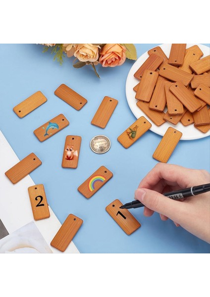 120PCS Ahşap Etiketler Anahtar Yüzük Boşluklar Dikdörtgen Gravür Boşluklar Doğal Ahşap Anahtar Halka Etiketi Anahtar Şarap Şişesi (Yurt Dışından) modelleri