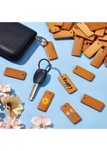 120PCS Ahşap Etiketler Anahtar Yüzük Boşluklar Dikdörtgen Gravür Boşluklar Doğal Ahşap Anahtar Halka Etiketi Anahtar Şarap Şişesi (Yurt Dışından) indirimleri