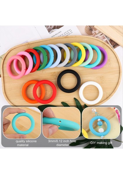 91PCS Silikon Beadable Halka Yapımı Kiti Silikon Boncuklar Için Silikon Çember Çerçeve Silikon Kolye Keychain Kolye Bilezik (Yurt Dışından) fırsatları