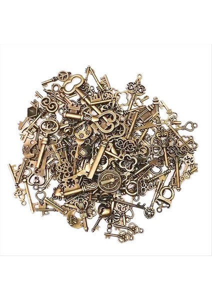 125PCS Mix Metal Retro Antika Pirinç Vintage Bronz Eski Görünümlü Dekoratif Anahtar Steampunk Takılar Kolye Takı Dıy (Yurt Dışından)