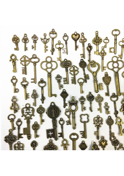 125PCS Mix Metal Retro Antika Pirinç Vintage Bronz Eski Görünümlü Dekoratif Anahtar Steampunk Takılar Kolye Takı Dıy (Yurt Dışından) fiyatları