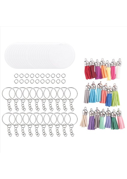 Akrilik Anahtarlık Boş Seti Şeffaf Yuvarlak Akrilik Boş Dökme (5 Inç) Vinil Reçine Zanaat Projesi Için Uygun (Yurt Dışından)