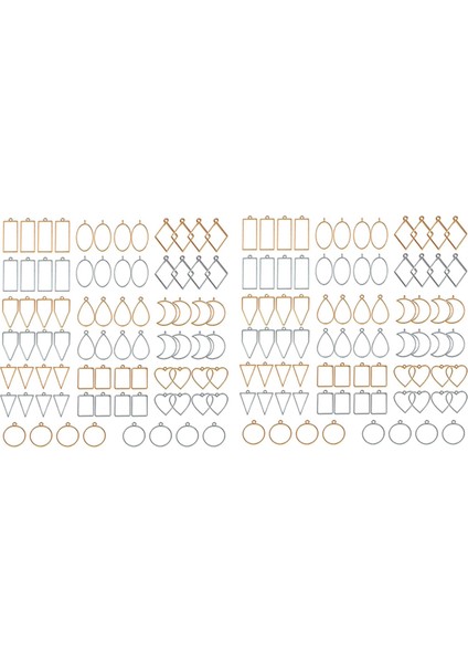 160 Pcs Çeşitli Reçine Preslenmiş Çerçeveler Için Açık Metal Çerçeveler Küpe Yapan Küpe Yapımı (Altın ve Gümüş) (Yurt Dışından)