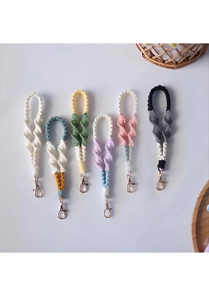 6pcs Boho Macrame Telefon Bilek Kayışı Tether Sekmesi ile Cep Telefonu Kömarı Anahtarlık Bilekliği Cazibesi Anti-Loss Telefon Zinciri (Yurt Dışından) fırsatları