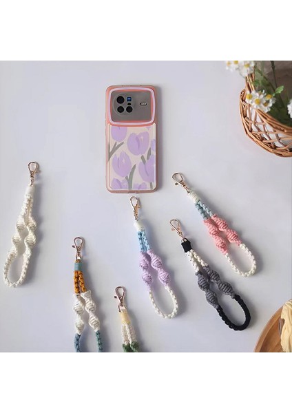 6pcs Boho Macrame Telefon Bilek Kayışı Tether Sekmesi ile Cep Telefonu Kömarı Anahtarlık Bilekliği Cazibesi Anti-Loss Telefon Zinciri (Yurt Dışından) indirimleri
