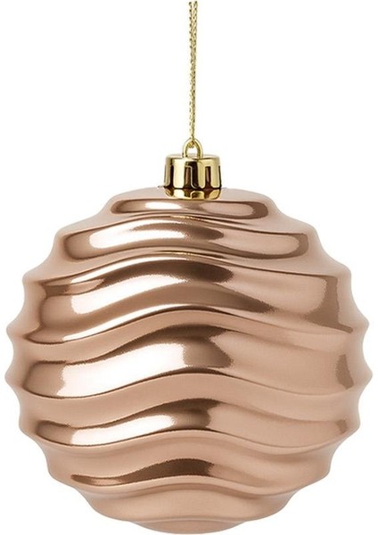 Yılbaşı Topu Metalik Dalgalı Tasarım Çam Ağacı Süsü Şampanya Rengi 15 cm Tekli fiyatları