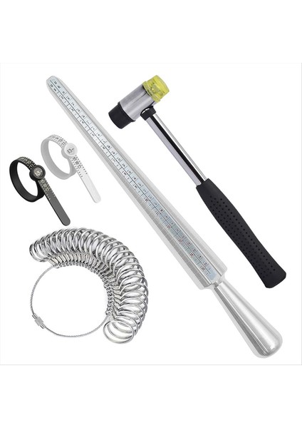 Yüzük Boyutu Ölçüm Alet Seti Metal Mandrel Halka Solizer Parmak Boyutu Çubuk Tel Şartı Halka Alet Mücevher Yapım Kiti (Yurt Dışından)